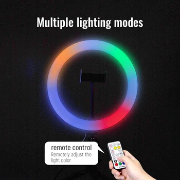 13inch 10palčni RGB LED Obroč Svetlobe Selfie Ringlight Stojalo USB Fotografija Razsvetljave, Video Lučka Za Youtube VK Ličila Live Stream
