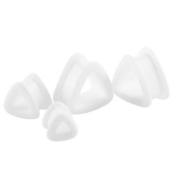 1Pair Trikotnik Votlih Silikonski Svečke Predorih Komplet Gibkih Dvojno Flare Merilnik Ear Piercing Nakit Telo Pirsing Percings Uhani