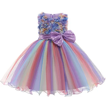 2021 Jeseni Nov Cvet Otroci Obleke Za Dekleta Princesa Obleke za Otroke Večer Stranka Obleke, Poroka Oblek Vestido 3-10 Let