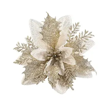 20PCS Božič Umetno Cvetje Poinsettia Cvet Ustvarjalne Umetne Rože Xmas Tree Cvetlični Okraski Božič Darilo navidad
