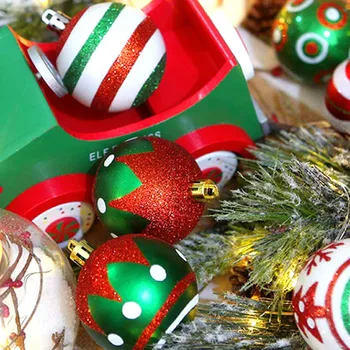 30Pcs Božič Žogo Nastavi 6 cm Stroji Ročno poslikano Plastično Okroglo Žogo Peneče Božično Drevo Obesek Obesek Dekoracijo