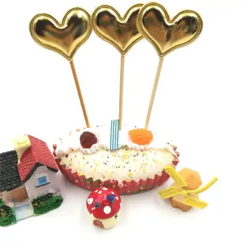 5pcs/set Zlato Srce Rojstni dan Cupcake Torto Pokrivalo Torto Zastav Dekoracijo Torte Peko Party Supplies Baby Tuš Rojstni dan