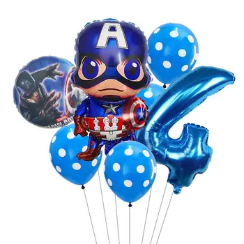 7pcs Pajek Captain America železa Baloni človek Folija Balon Število Balonom, Rojstni dan Dekor Otroci Igrače Baby Tuš Latex žogo