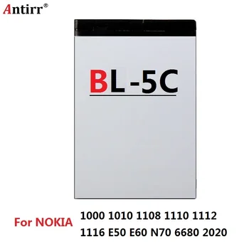 Antirr Original 1020mAh BL-5C Mobilni Telefon Zamenjava Baterije BL5C BL 5C Za Nokia Li-ion, 3.7 V, Baterije za ponovno Polnjenje