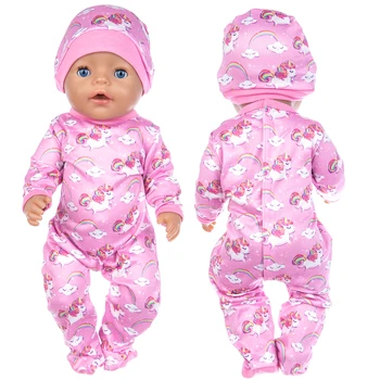 Baby Novo Rojen Fit 17 palčni 43 cm Punčko Oblačila Dodatki Roza Ponija JumpSuit Za Otroka Darilo za Rojstni dan