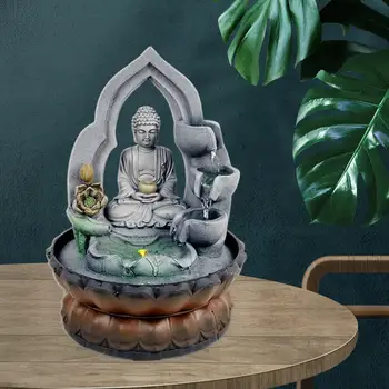 Buda Namizni Slap Vodnjak, Smole Namizje Fengshui Meditacija Sproščujoče Notranjo Dekoracijo, Krožno Pretok Vode Ornament