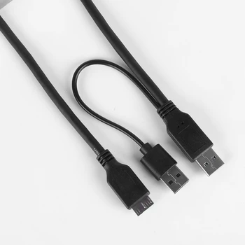 Dvojno Glavo USB Mikro-B Kabel Razdelilnik USB 3.0 Mobilne Trdi Disk Podatkovni Kabel usb, z Rezervno Napajanje
