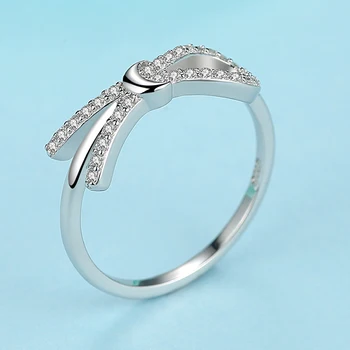 ELESHE Luksuzni Kubičnih Cirkonij Kristalno Lok Vozel Infinity Prst Prstan Resnično Čisto 925 Sterling Srebrni Prstani Poročni Nakit Za Ženske