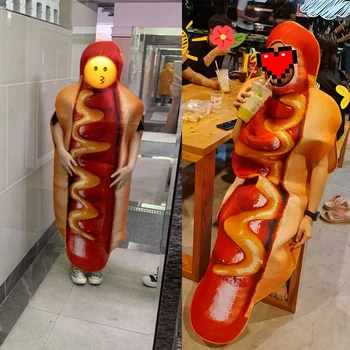 Eraspooky Men je Smešno, 3D Tiskanja Klobasa Hrano Hot Dog Kostume Risanka Halloween kostum za odrasle Festival Fancy Oblačenja Žensk 2018