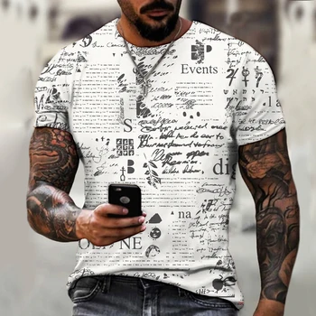 Evropski in Ameriški Retro 3d Tiskanje Pisem, Poletje Moda Čeden Moški in Ženske Svoboden Kratka sleeved Prevelik T-shirt