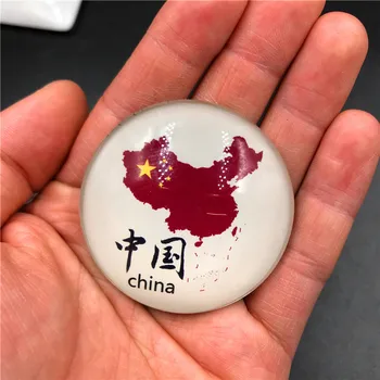 Hladilnik Magnet Dekoracijo Kovinskih & Kristalno Steklo Zemljevid Kitajske Kitajsko Zastavo, 3D Hladilnik Magneti Nalepke Doma Dekor trgovina s Spominki
