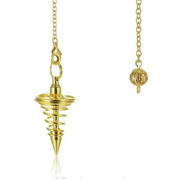 KFT Kovinski Nihalo Pendulos Pendulums za Dowsing Spiralnega Stožca Antično Zlata, Srebrna Barva Piramida Pendule Reiki Moški Ženske Nakit