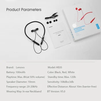 Lenovo Slušalke Bluetooth 5.0 brezžične Slušalke Magnetni Neckband Slušalke Nepremočljiva Šport Slušalka z šumov Mikrofona