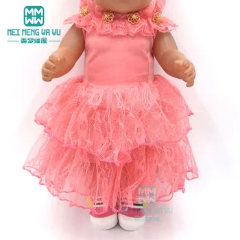 Lutka obleko za 43 cm-45 cm igrača novo rojen lutka in ameriški lutka Pink princess obleka otroka Čipke obleko