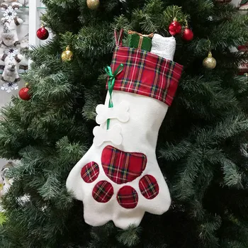 Nove Božične nogavice darilo vrečko ljubljenčka psa šapa obesek, Božični okraski, Candy bag