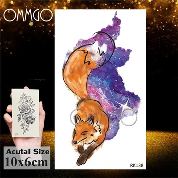 OMMGO Akvarel Deskanje Začasne Tetovaže, Nalepke Za Otroke Gozd Ocean Val Gorskih po Meri Tatto Body Art Roko Ponaredek Fox Tatoo
