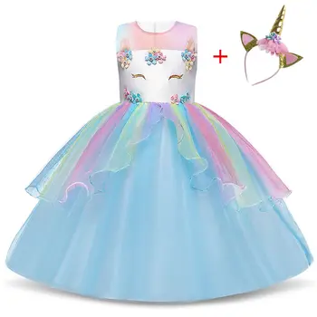 Otroci Obleko Fantasy Unicorn Princess Oblačenja Otrok Rojstni dan, Poročno zabavo, Obleke Za Lepo 4-10Y Otroci Dekle Kostumi Obleke