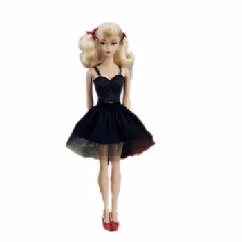 Očarljive Črne Čipke Doll Obleke za Barbie Oblačila Obreži Zgoraj & Krilo Večer Stranka Obleko Obleke Oblačila 1/6 BJD Oprema Igrače