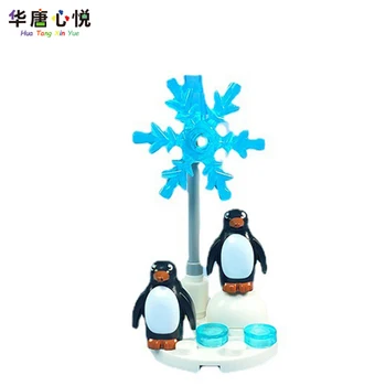 Prijatelji Živali Seriji Pingvin Scene Sneg Svetu gradniki Izobraževalne Igrače, otroška Darila Pribor Kompleti Prijatelj Model Igrače