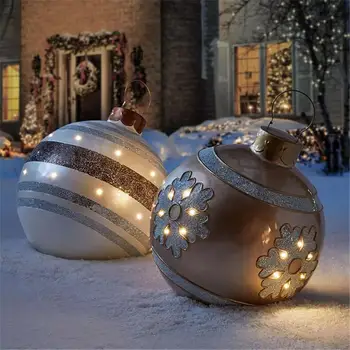 PVC Napihljivi Božični Okraski, Kroglice, na Prostem Praznično Vzdušje Baubles Igrače Majhnih Luč Doma Darilo 60 cm Božični Kroglice