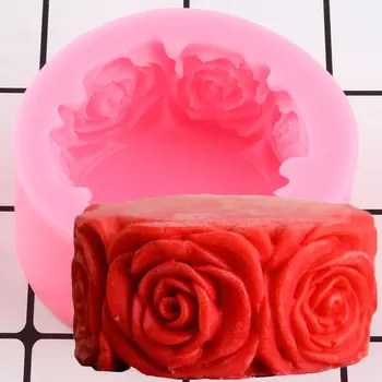 Rose Cvet Silikona, Fondat Plesni Čokolado Jelly Candy Gumpaste Plesni 3D Obrti Milo Sveča Plesni Poročna Torta Dekoraterstvo Orodja
