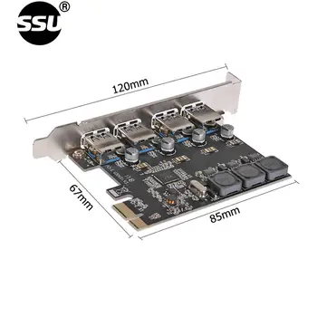 SSU U3V04S+ 4 Vrat USB 3.0 PCIe Širitev Kartico PCI Express Zvezdišče USB Adapter PCIe Širitev Kartico