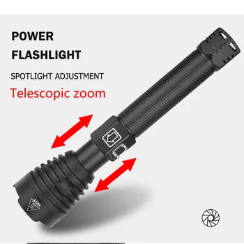 Super Svetla XHP90 LED Svetilka Mehanske Zoom USB Polnilne Visoko Zmogljiva baterijska Svetilka Nepremočljiva 18650 Taktično Flash Light Novo