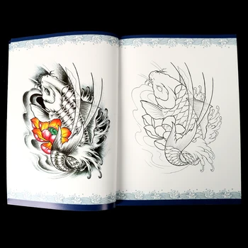 Tatoo Knjigo z roko izpisano Polno Kritje Vzorci, Koi Rib Tradicionalna Oblika, ki je Primerna za Body Art 72 Strani Tattoo Oprema Ponudbe