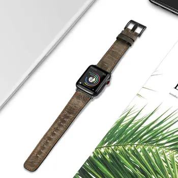 Usnjeni Trak za Apple watch Band 44 mm 40 mm 38 mm 42mm 45mm 41mm Retro watchband Zapestnica iwatch Serije 7 5 JV 6 4 3 pribor