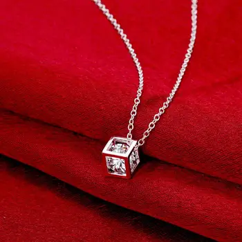 Čare poročni srebrna barva novo ljubka lady ženske ogrlica kristalni kamen nakit modni ljubek obesek ogrlico ,JSN750